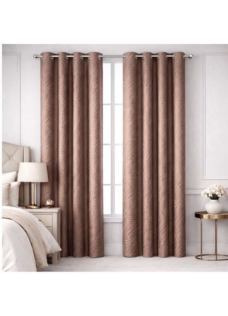 Bliss Casa Embossed Blackout Curtain Panels 140×240 cm – Thermal Insulated, Noise Reducing, Light & UV Blocking Grommet Drapes for Bedroom & Living Room, 2-Panels (Dark Brown) - Image 1